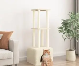 vidaXL Ansamblu de pisici cu stâlpi din funie de sisal, crem, 133,5 cm