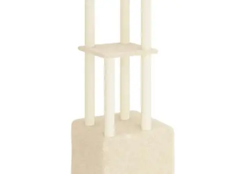 Ansamblu de pisici cu stâlpi din funie de sisal, crem, 133,5 cm - 5/5