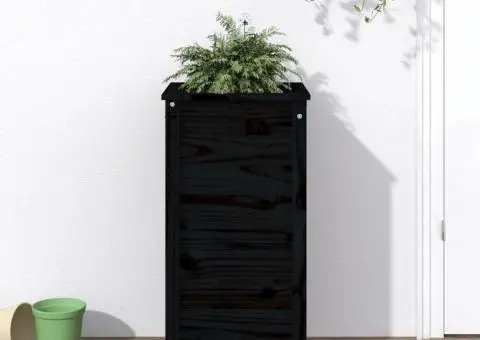 Jardinieră de grădină, negru, 40x40x78 cm, lemn masiv de pin - 1/5