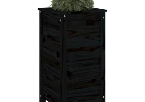 Jardinieră de grădină, negru, 40x40x78 cm, lemn masiv de pin - 3/5