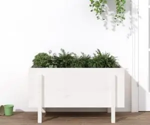 vidaXL Strat înălțat de grădină, alb, 101x50x57 cm, lemn masiv de pin