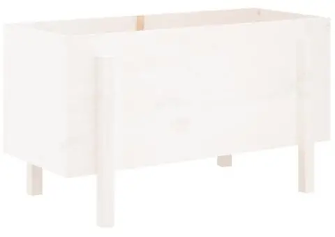 Strat înălțat de grădină, alb, 101x50x57 cm, lemn masiv de pin - 2/5