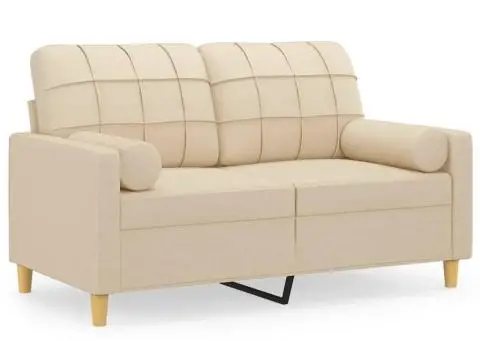 Canapea cu 2 locuri cu pernuțe, crem, 120 cm, textil - 2/5