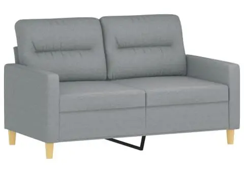 Canapea cu 2 locuri cu pernuțe, gri deschis, 120 cm, textil - 4/5