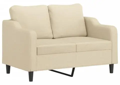 Canapea cu 2 locuri cu pernuțe, crem, 120 cm, textil - 4/5