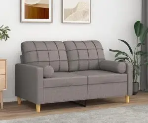 vidaXL Canapea cu 2 locuri cu pernuțe, gri taupe, 120 cm, textil