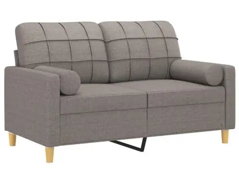 Canapea cu 2 locuri cu pernuțe, gri taupe, 120 cm, textil - 3/5