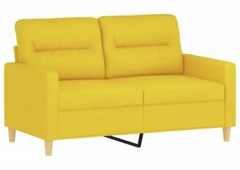 Canapea cu 2 locuri cu pernuțe, galben deschis, 120 cm, textil - 4/5