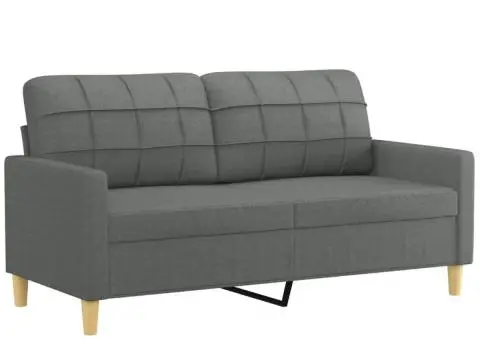 Canapea cu 2 locuri cu pernuțe, gri închis, 140 cm, textil - 4/5