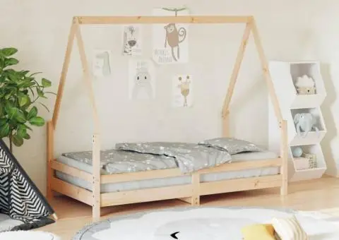 Cadru de pat pentru copii, 80x160 cm, lemn masiv de pin - 1/5