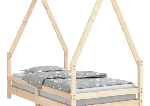 Cadru de pat pentru copii, 80x160 cm, lemn masiv de pin - 2/5