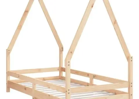 Cadru de pat pentru copii, 80x160 cm, lemn masiv de pin - 3/5