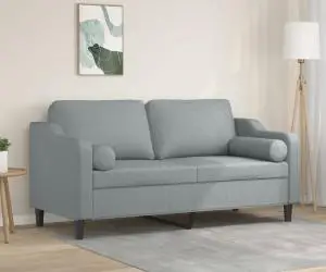 vidaXL Canapea cu 2 locuri cu pernuțe, gri deschis, 140 cm, textil
