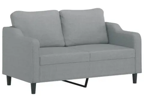 Canapea cu 2 locuri cu pernuțe, gri deschis, 140 cm, textil - 4/5