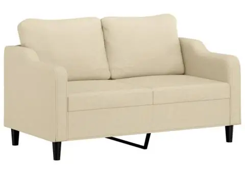 Canapea cu 2 locuri cu pernuțe, crem, 140 cm, textil - 4/5