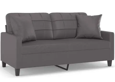 Canapea cu 2 locuri cu pernuțe, gri, 140 cm, piele ecologică - 2/5