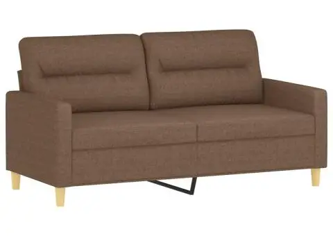 Canapea cu 2 locuri cu pernuțe, maro, 140 cm, textil - 4/5