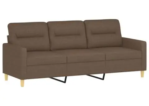 Canapea cu 3 locuri cu pernuțe, maro, 180 cm, textil - 4/5