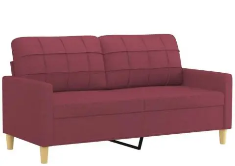 Canapea cu 2 locuri cu pernuțe, roșu vin, 140 cm, textil - 4/5