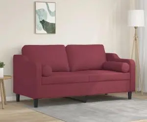 vidaXL Canapea cu 2 locuri cu pernuțe, roșu vin, 140 cm, textil