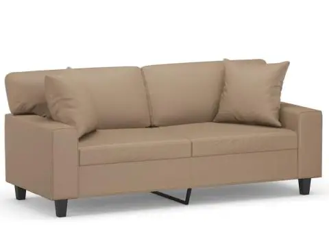 Canapea cu 2 locuri cu pernuțe, cappuccino, 140 cm, piele eco. - 2/5