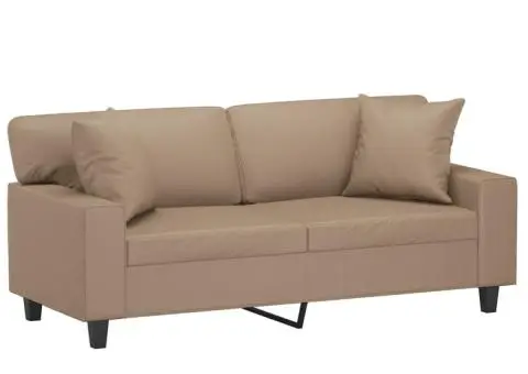 Canapea cu 2 locuri cu pernuțe, cappuccino, 140 cm, piele eco. - 3/5