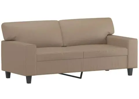 Canapea cu 2 locuri cu pernuțe, cappuccino, 140 cm, piele eco. - 4/5