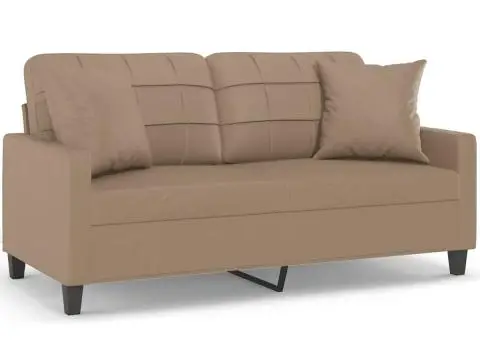 Canapea cu 2 locuri cu pernuțe, cappuccino, 140 cm, piele eco. - 2/5