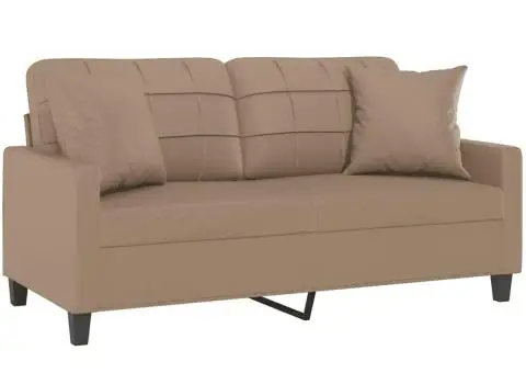 Canapea cu 2 locuri cu pernuțe, cappuccino, 140 cm, piele eco. - 3/5