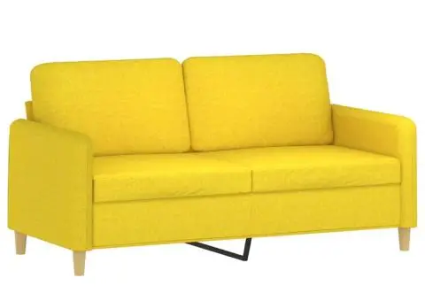 Canapea cu 2 locuri cu pernuțe, galben deschis, 140 cm, textil - 4/5
