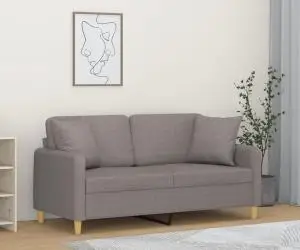 vidaXL Canapea cu 2 locuri cu pernuțe, gri taupe, 140 cm, textil