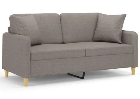 Canapea cu 2 locuri cu pernuțe, gri taupe, 140 cm, textil - 2/5