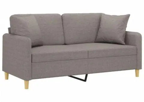 Canapea cu 2 locuri cu pernuțe, gri taupe, 140 cm, textil - 3/5