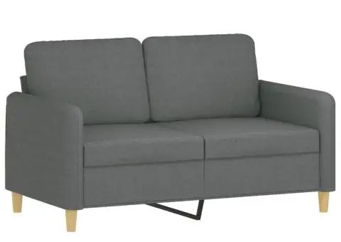 Canapea cu 2 locuri cu pernuțe, gri închis, 120 cm, textil - 4/5