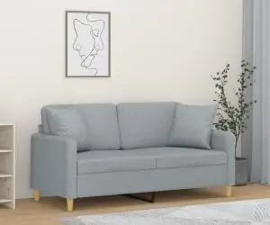vidaXL Canapea cu 2 locuri cu pernuțe, gri deschis, 140 cm, textil