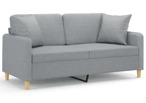 Canapea cu 2 locuri cu pernuțe, gri deschis, 140 cm, textil - 2/5