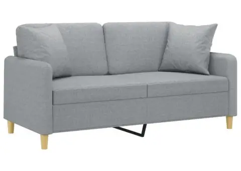 Canapea cu 2 locuri cu pernuțe, gri deschis, 140 cm, textil - 3/5