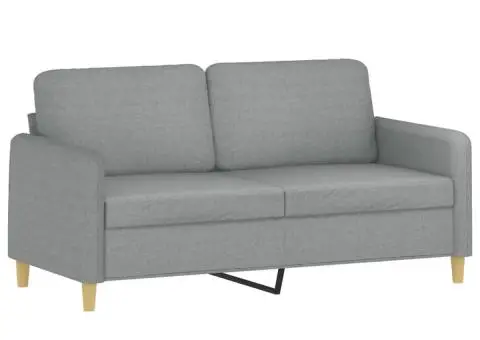 Canapea cu 2 locuri cu pernuțe, gri deschis, 140 cm, textil - 4/5