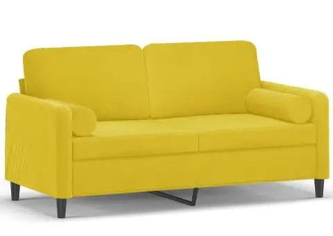 Canapea cu 2 locuri cu pernuțe, galben, 140 cm, catifea - 2/5