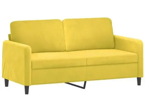 Canapea cu 2 locuri cu pernuțe, galben, 140 cm, catifea - 4/5