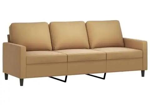 Canapea cu 3 locuri și taburet, maro, 180 cm, catifea - 4/5