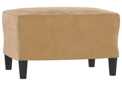 Canapea cu 3 locuri și taburet, maro, 180 cm, catifea - 5/5