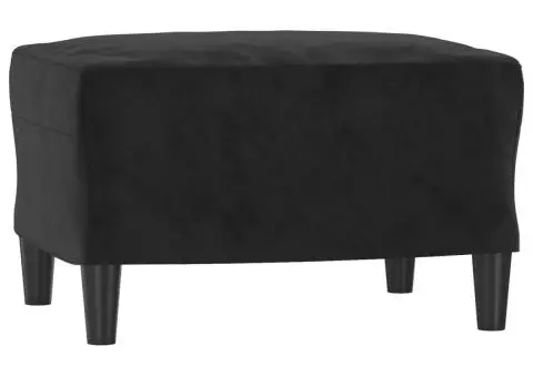 Canapea cu 3 locuri și taburet, negru, 180 cm, catifea - 5/5