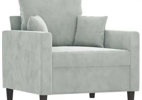 Fotoliu canapea cu taburet, gri deschis, 60 cm, catifea - 4/5