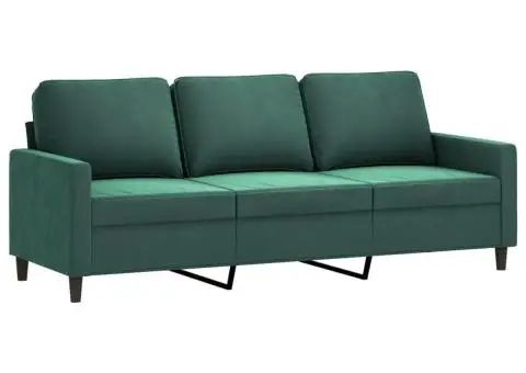 Canapea cu 3 locuri și taburet, verde închis, 180 cm, catifea - 4/5