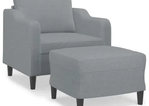 Fotoliu canapea cu taburet, gri deschis, 60 cm, textil - 2/5