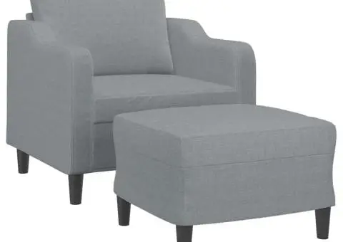 Fotoliu canapea cu taburet, gri deschis, 60 cm, textil - 3/5