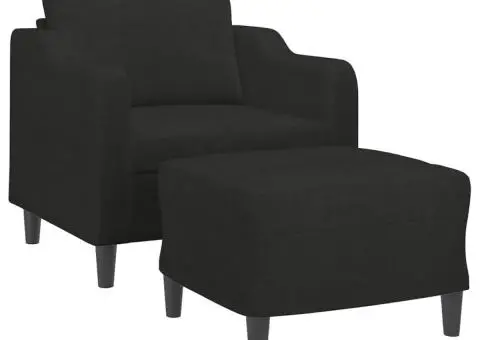 Fotoliu canapea cu taburet, negru, 60 cm, material textil - 3/5