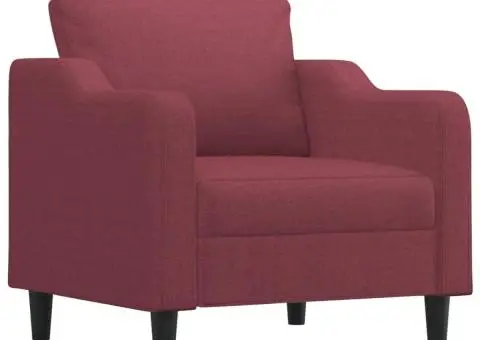 Fotoliu canapea cu taburet, roșu vin, 60 cm, material textil - 4/5