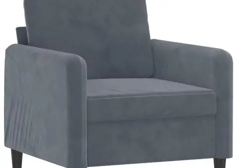 Fotoliu canapea cu taburet, gri închis, 60 cm, catifea - 4/5